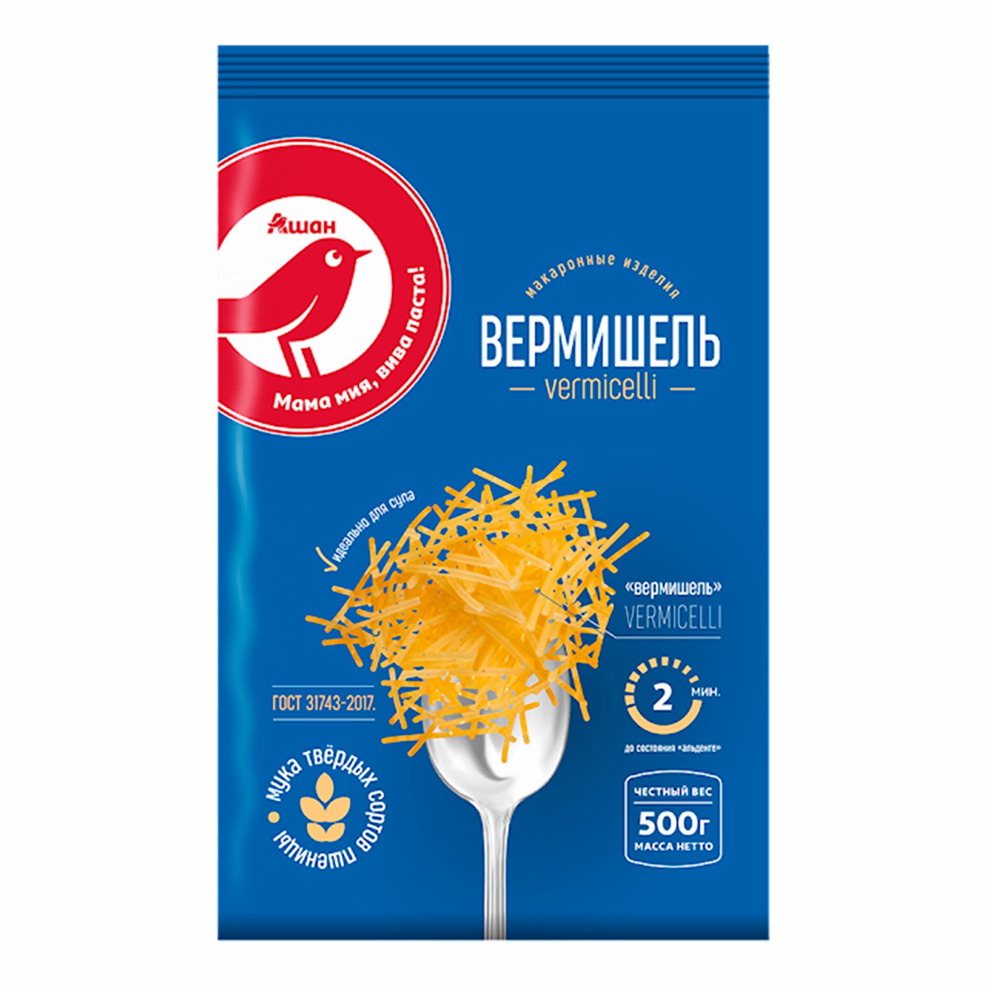 

Макаронные изделия АШАН Красная птица Вермишель 500 г