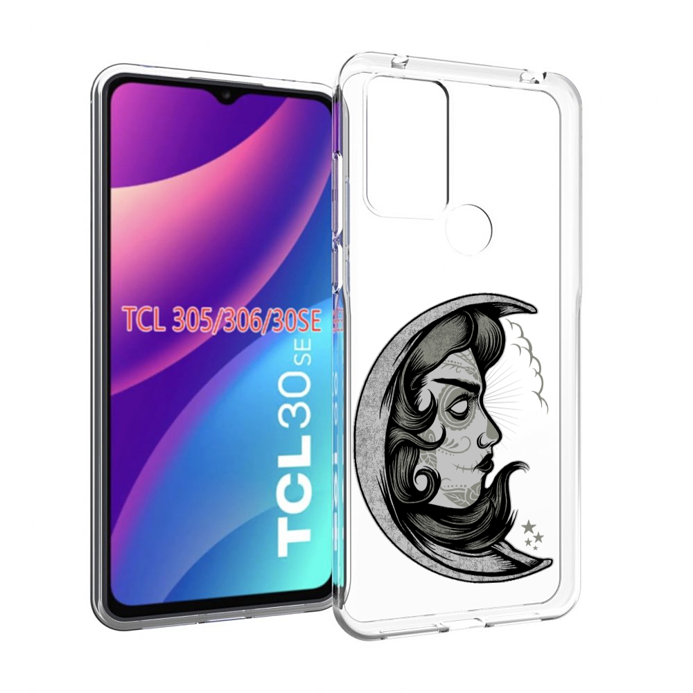 

Чехол MyPads черно белая луна с лицом для TCL 30SE/305/306/30E, Tocco
