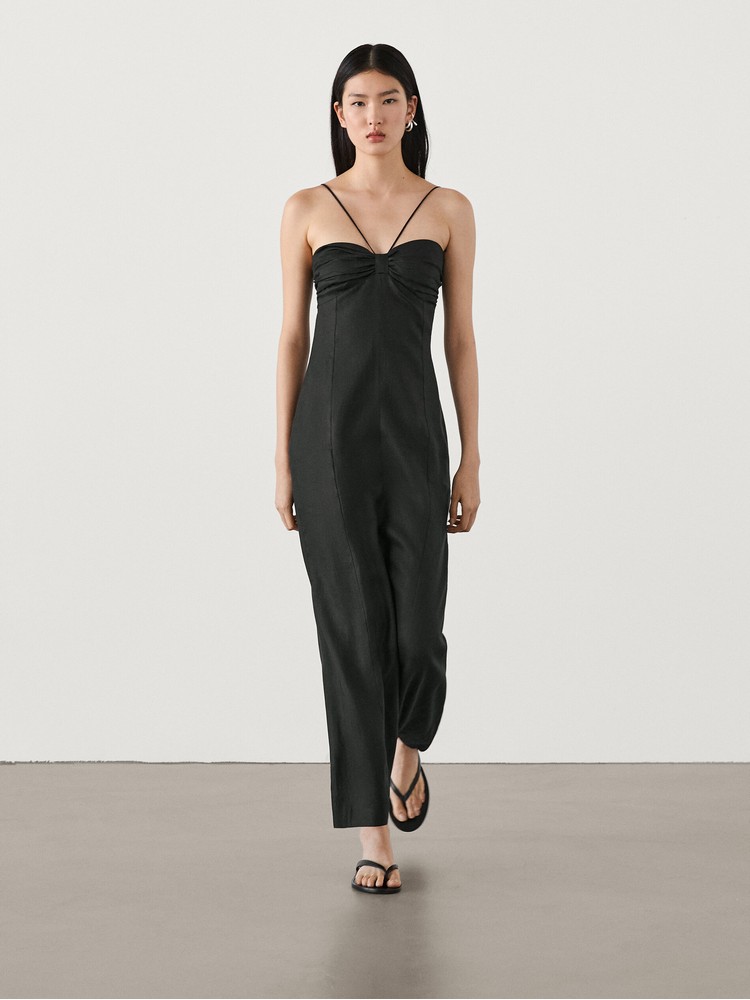 

платье женское Massimo Dutti 9268/952-I2024 черное L, Черный, 9268/952-I2024