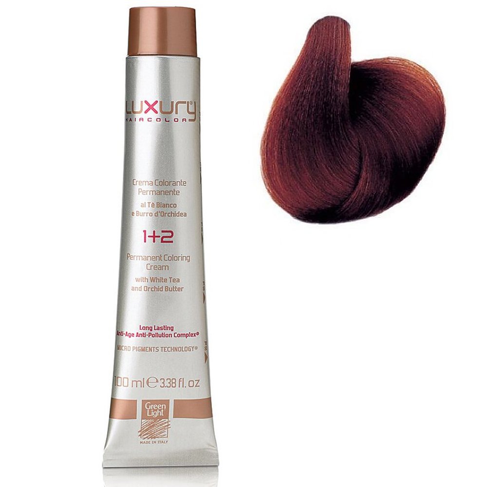 Стойкая крем-краска Green Light Медный каштан 4.4 Luxury Hair Color Copper Brown 4.4 боровая матка авита 25 г побеги