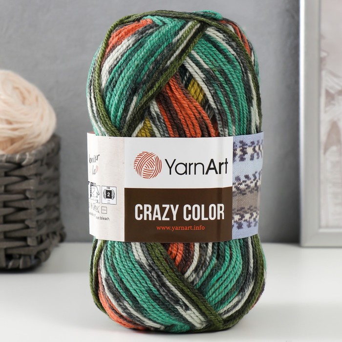 

Пряжа "Crazy color" 25% шерсть, 75% акрил 260м/100гр (163 принт), Пряжа для вязания "Crazy color"