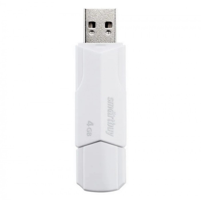 

Флешка Smartbuy 4GBCLU-W, 4 Гб, USB2.0, чт до 25 Мб/с, зап до 15 Мб/с, White