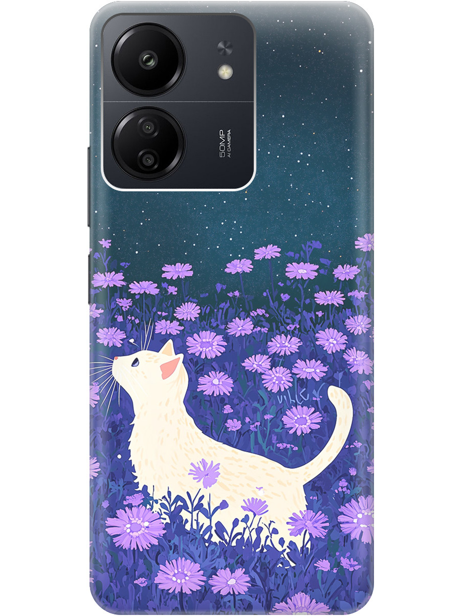 

Силиконовый чехол на Xiaomi Redmi 13C / Poco C65 с принтом матовый черный 857181, Черный;белый;фиолетовый, 777767712