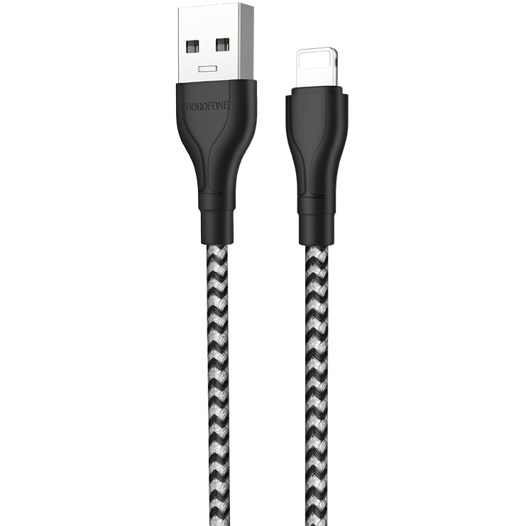 фото Кабель usb 2.0 a (m) - lightning (m) 1м borofone bx39 beneficial - черный/белый