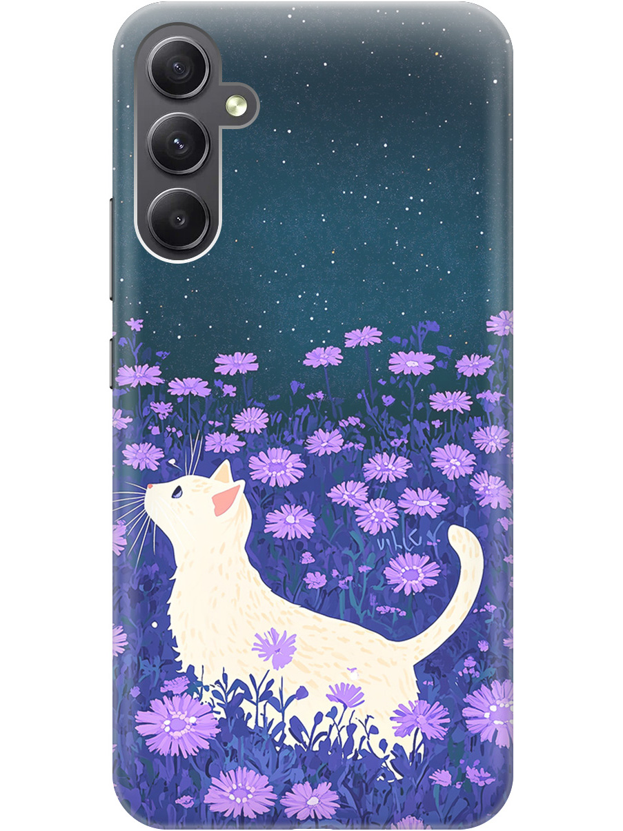 

Силиконовый чехол на Samsung Galaxy A34 5G с принтом матовый черный 857106, Черный;белый;фиолетовый, 769297512