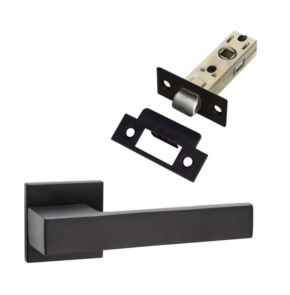 

Комплект для межкомнатной двери PAULINIDOR ручки 540-03 slim + защелка 5-45 pl, Черный