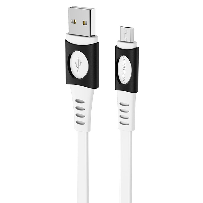 фото Кабель usb 2.0 a (m) - micro usb 2.0 b (m) 1м borofone bx35 carib - белый