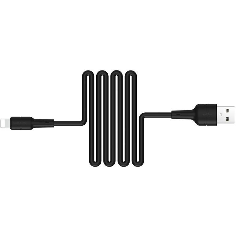 фото Кабель usb 2.0 a (m) - lightning (m) 1м borofone bx30 silicone - черный