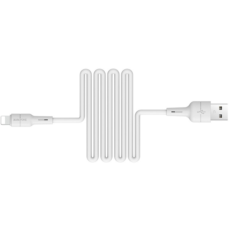 фото Кабель usb 2.0 a (m) - lightning (m) 1м borofone bx30 silicone - белый