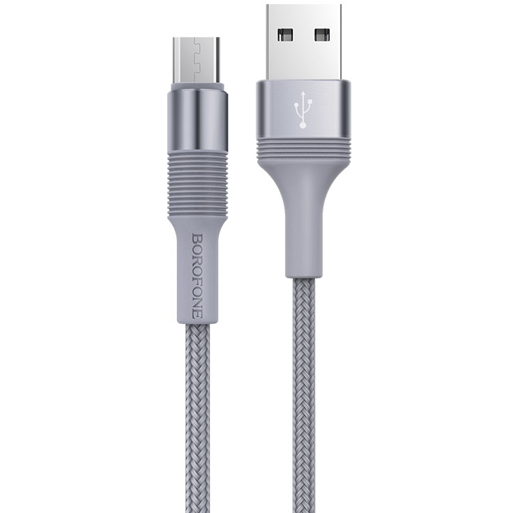 фото Кабель usb 2.0 a (m) - micro usb 2.0 b (m) 1м borofone bx21 outstanding - metal gray