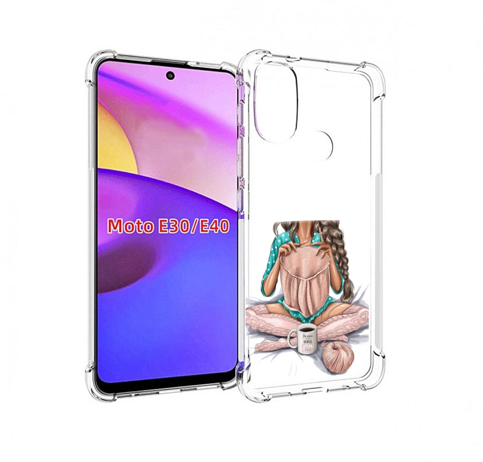 

Чехол бампер MyPads Девушка-вяжет женский для Motorola Moto E30., Прозрачный, Tocco