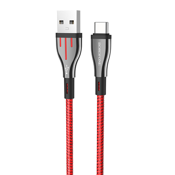 фото Кабель usb 2.0 a (m) - usb type-c (m) 1.2м borofone bu23 highway - черный/красный