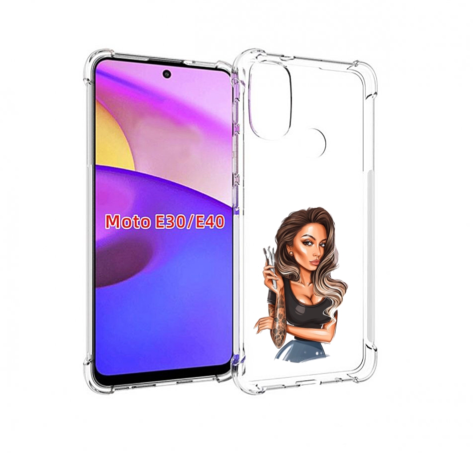 

Чехол бампер MyPads Девушка-бровист для Motorola Moto E30., Прозрачный, Tocco