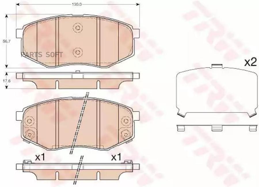 

Колодки передние KIA i45/ix20/ix35/SonataVI/Tucson/Soul II/Sportage TRW GDB3553