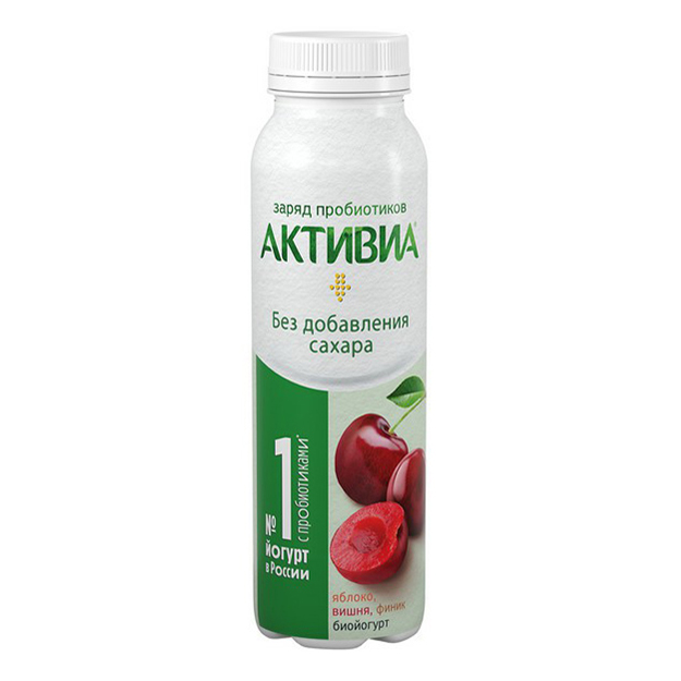 

Питьевой биойогурт Активиа яблоко-вишня-финики 1,5% БЗМЖ 260 г
