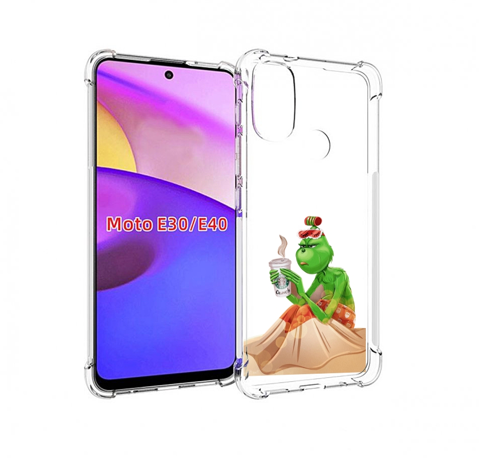

Чехол бампер MyPads Гринч-в-платье для Motorola Moto E30., Прозрачный, Tocco