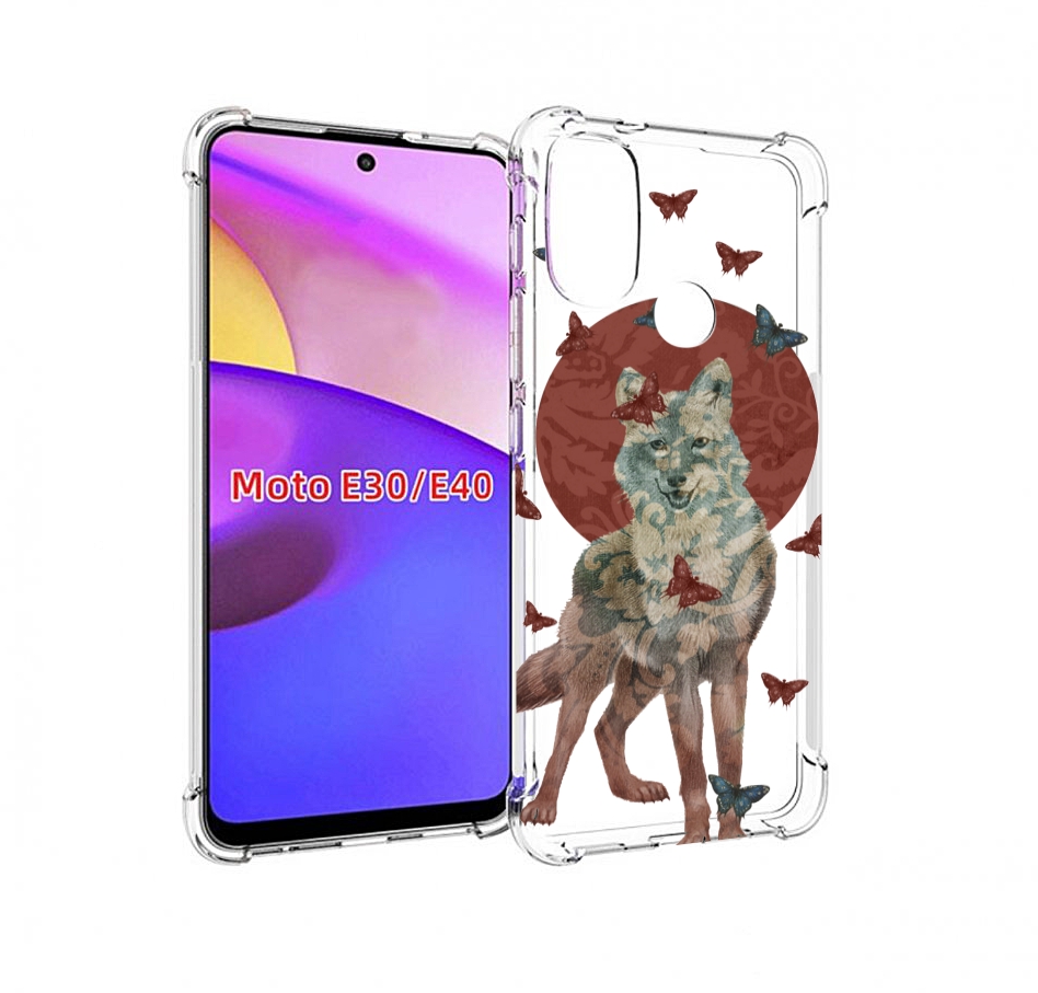 

Чехол бампер MyPads Волчица с бабочками для Motorola Moto E30., Прозрачный, Tocco