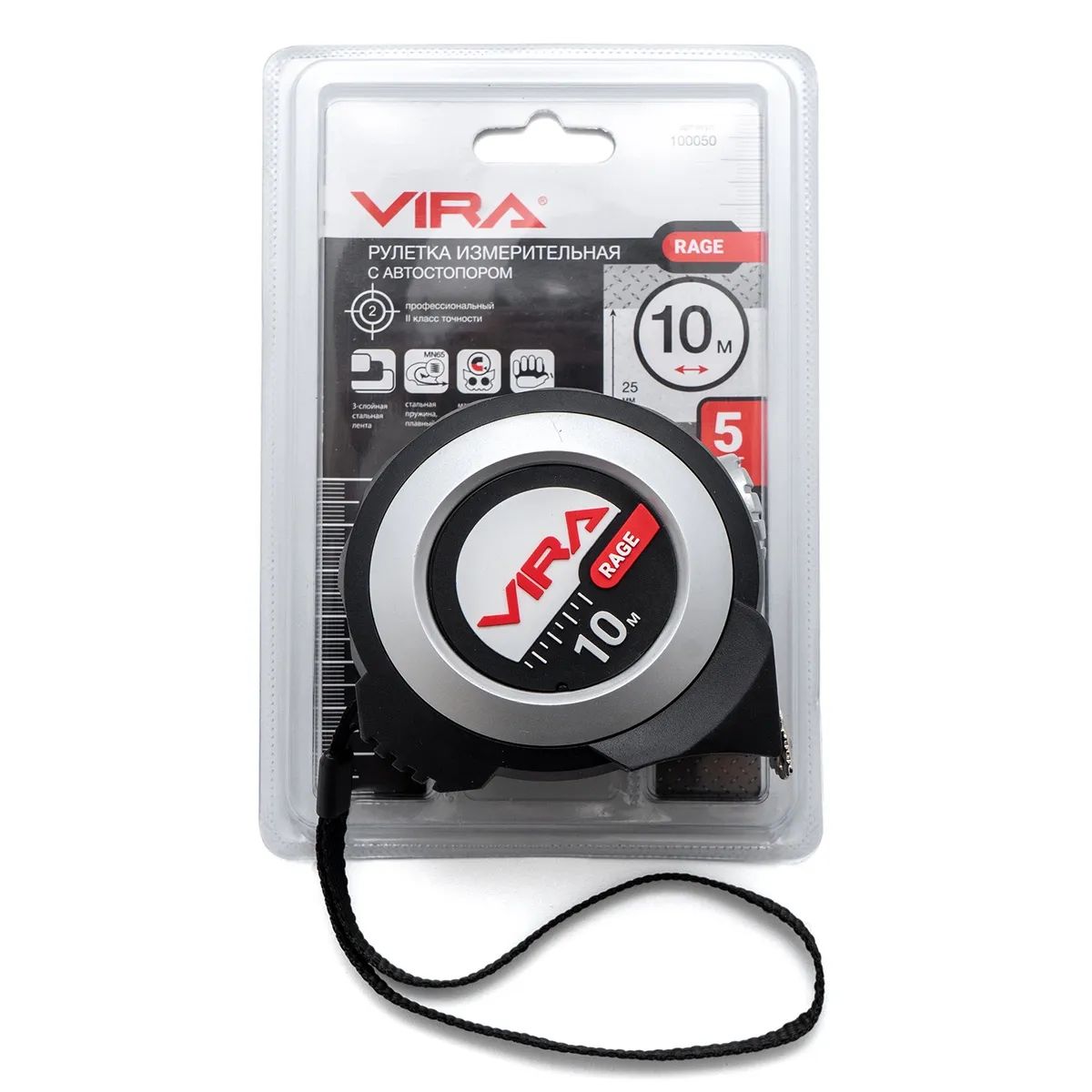 Рулетка измерительная 10 м с магнитным зацепом RAGE by VIRA