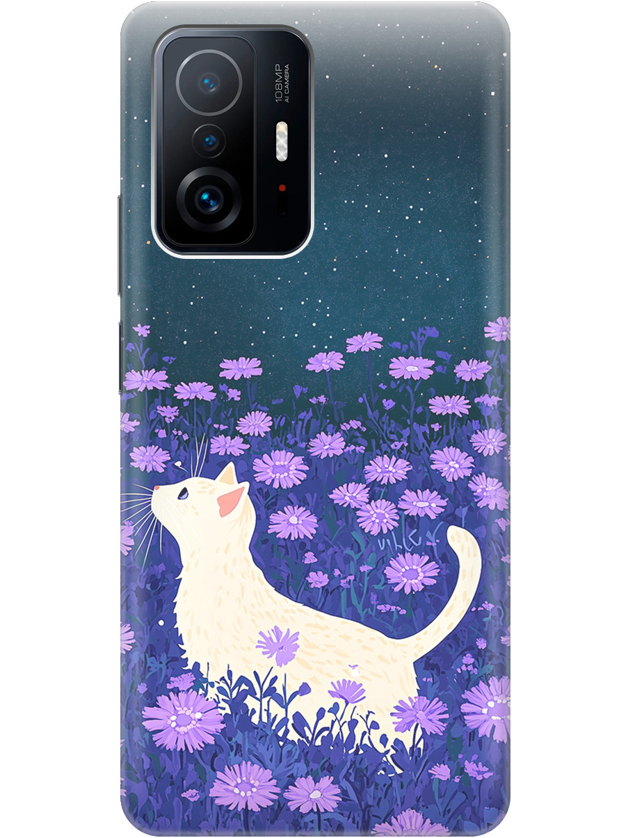 

Силиконовый чехол на Xiaomi 11T / 11T Pro с принтом матовый черный 857121, Черный;белый;фиолетовый, 732395212