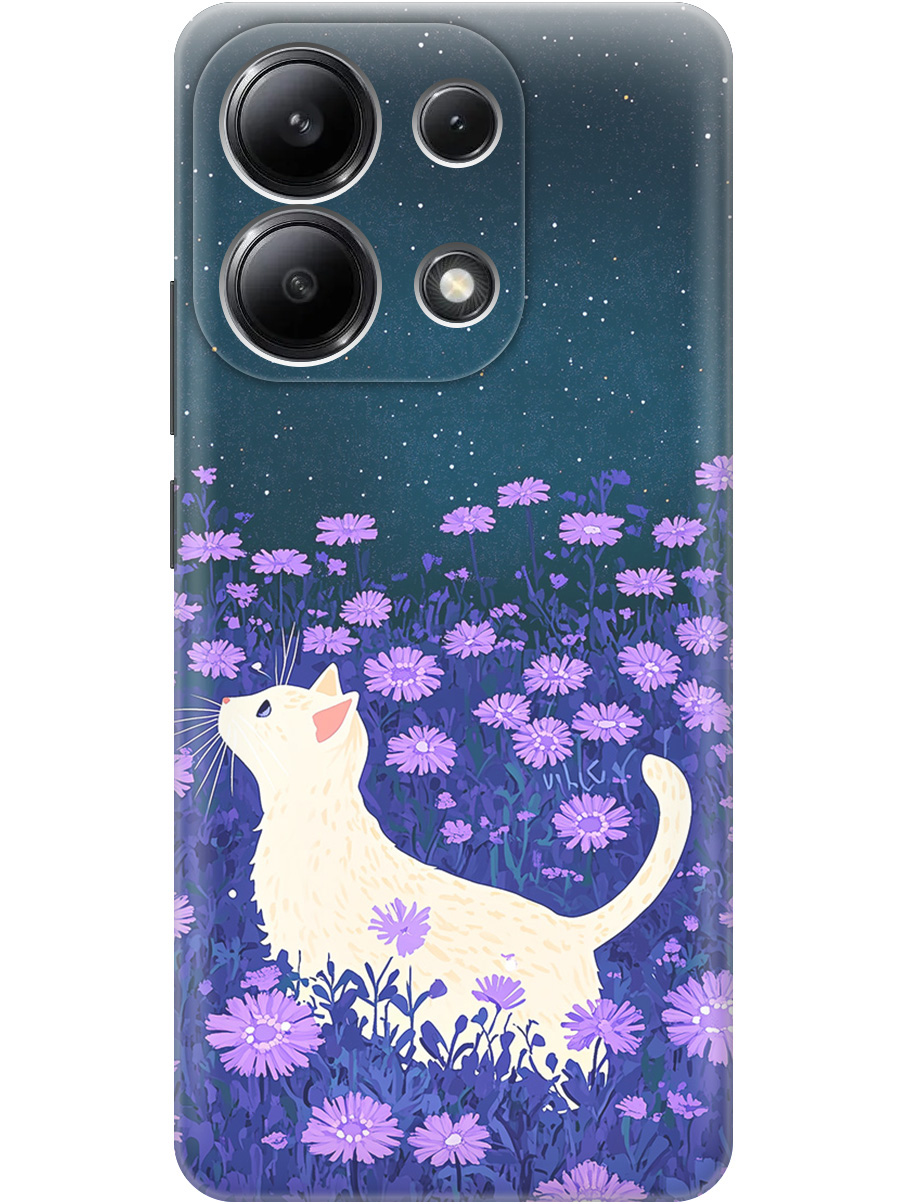 

Силиконовый чехол на Xiaomi Redmi Note 13 4G с принтом матовый черный 856940, Черный;белый;фиолетовый, 782622812