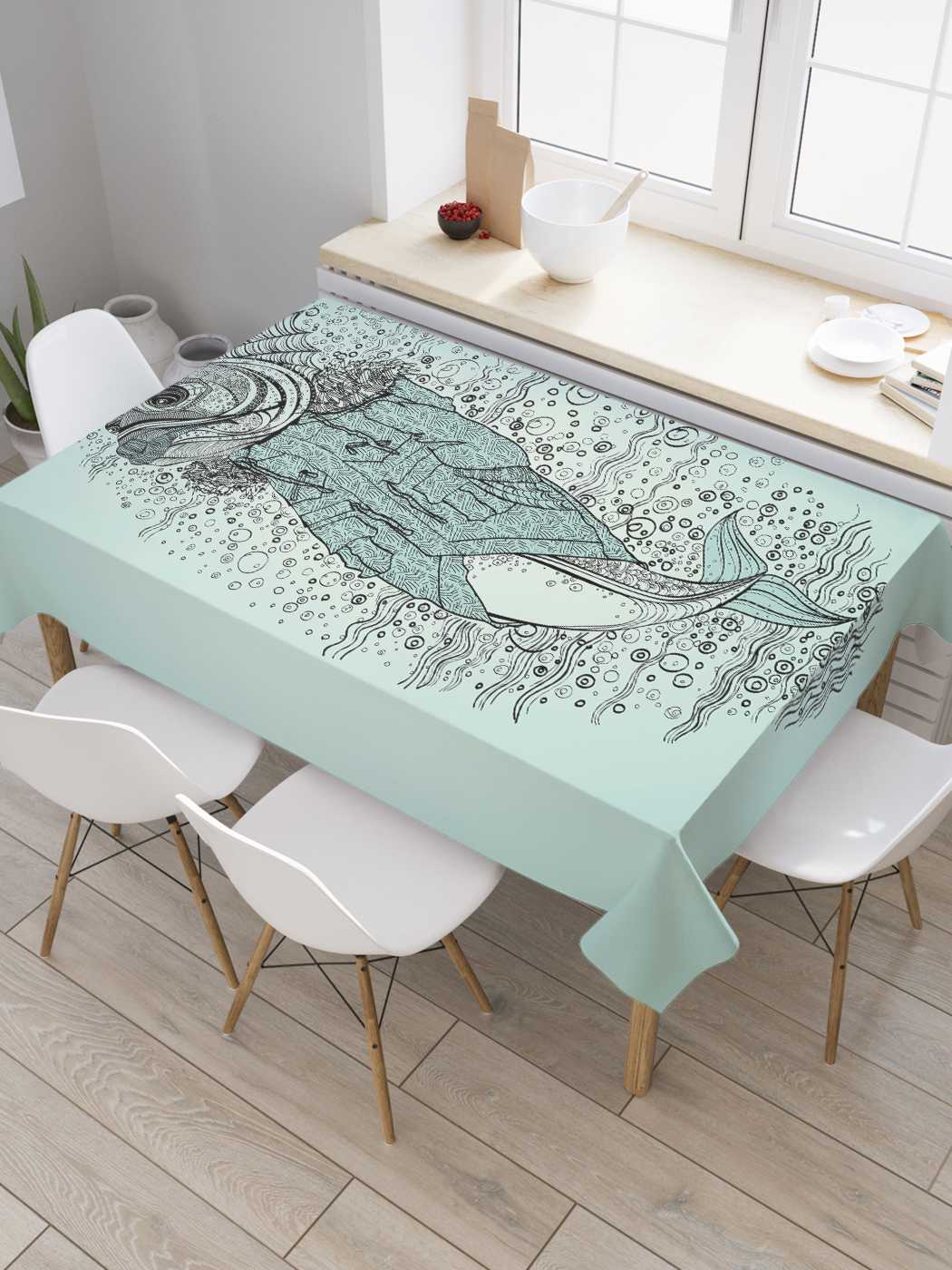 

Скатерть прямоугольная JoyArty "Рыба древности" из сатена, 180x145 см, Розовый, Рыба древности