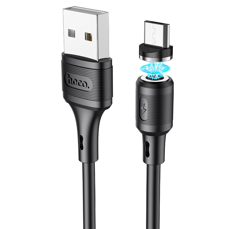 Магнитный кабель USB 2.0 A (m) - micro USB 2.0 B (m) 1м Hoco X52 Sereno - Черный