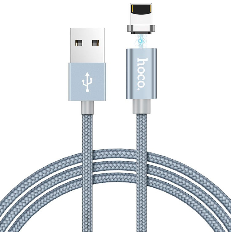 фото Магнитный кабель usb 2.0 a (m) - lightning (m) 1м hoco u40a - серый