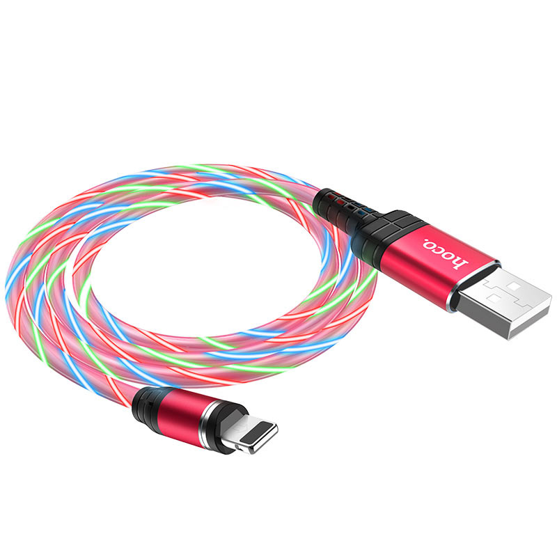 фото Магнитный кабель usb 2.0 a (m) - lightning (m) 1м hoco u90 ingenious - красный