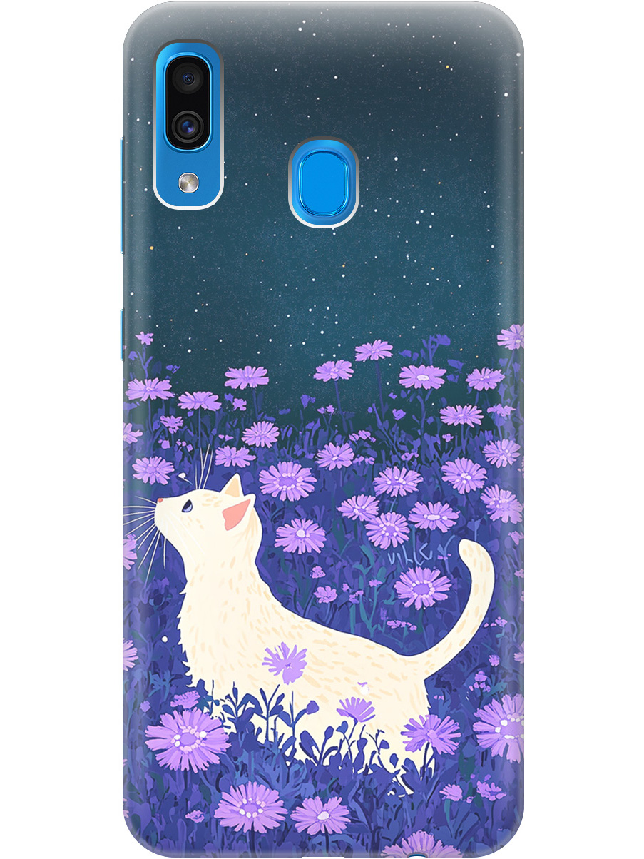 

Силиконовый чехол на Samsung Galaxy A20 / A30 с принтом матовый черный 857081, Черный;белый;фиолетовый, 720772112