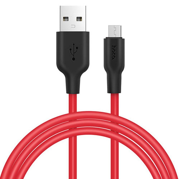 Кабель USB 2.0 A (m) - micro USB 2.0 B (m) 1м Hoco X21 Silicone - Черный/Красный