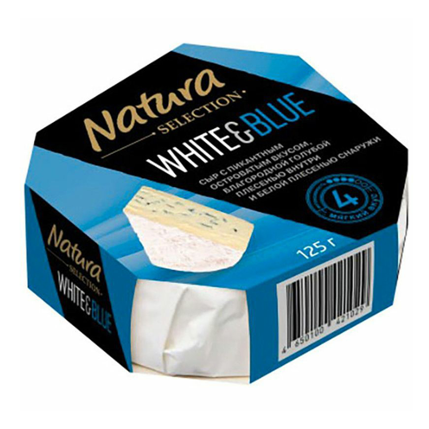 Сыр мягкий Natura Selection White&Blue с голубой плесенью 60% 125 г