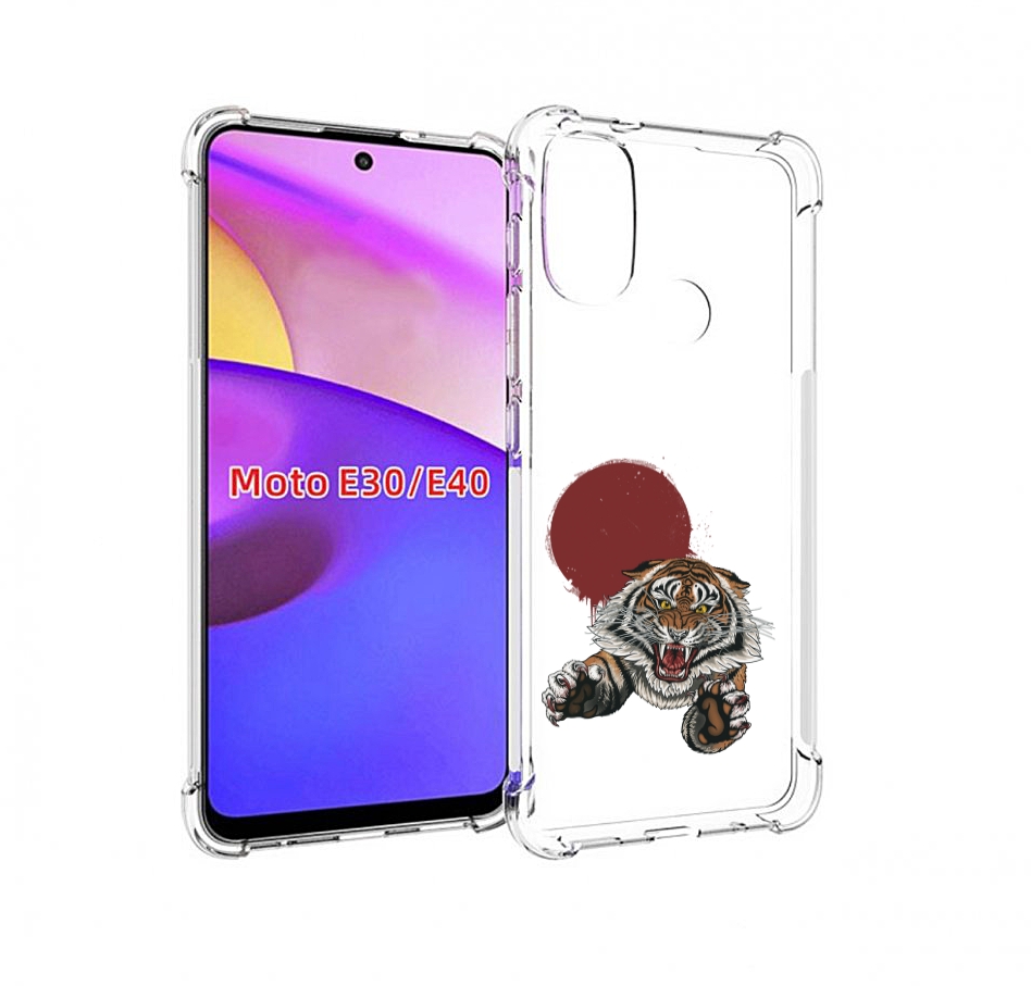 

Чехол бампер MyPads Бросок тигра для Motorola Moto E30., Прозрачный, Tocco