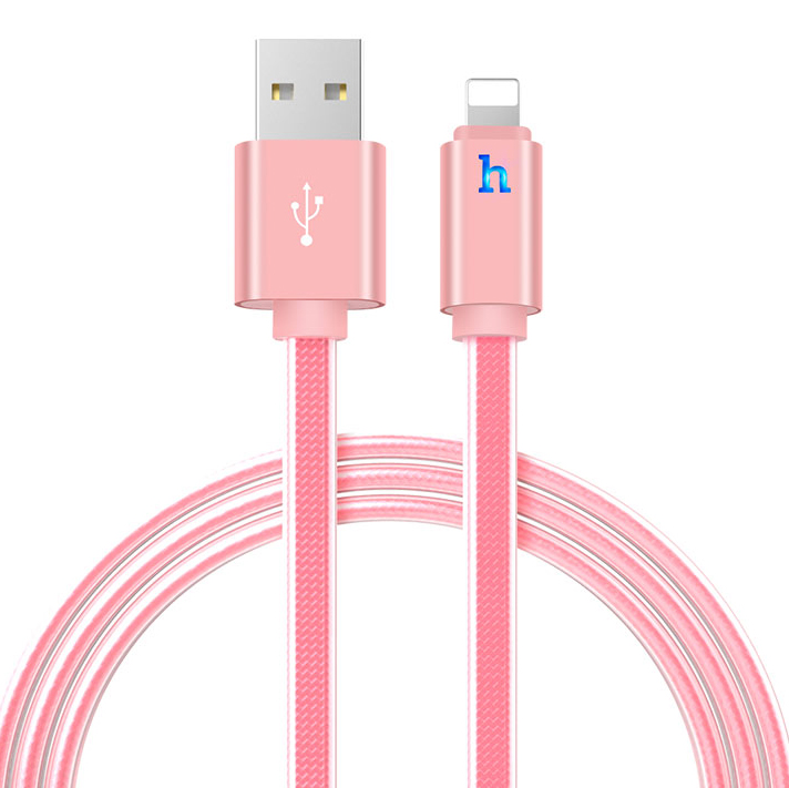 фото Кабель usb 2.0 a (m) - lightning (m) 2м hoco upl12 metal jelly - rose gold