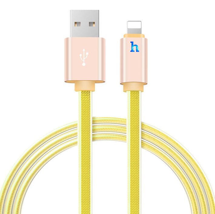 фото Кабель usb 2.0 a (m) - lightning (m) 2м hoco upl12 metal jelly - золотистый