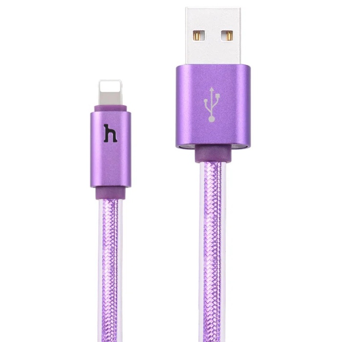 фото Кабель usb 2.0 a (m) - lightning (m) 1.2м hoco upl12 metal jelly knitted - фиолетовый