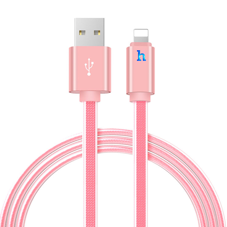 фото Кабель usb 2.0 a (m) - lightning (m) 1.2м hoco upl12 metal jelly knitted - rose gold