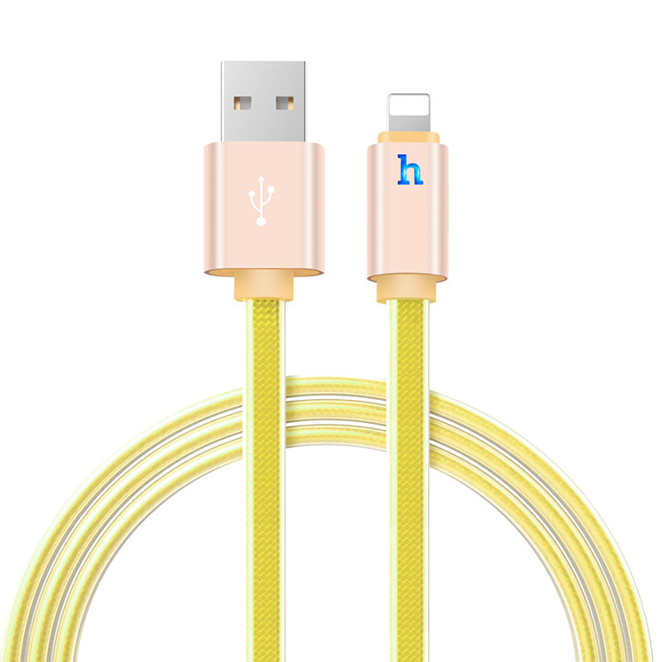 фото Кабель usb 2.0 a (m) - lightning (m) 1.2м hoco upl12 metal jelly knitted - золотистый