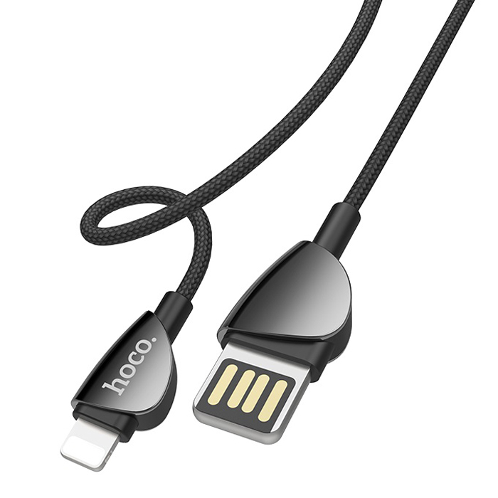 фото Кабель usb 2.0 a (m) - lightning (m) 1.2м hoco u62 simple - черный