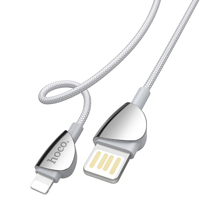 фото Кабель usb 2.0 a (m) - lightning (m) 1.2м hoco u62 simple - серебристый