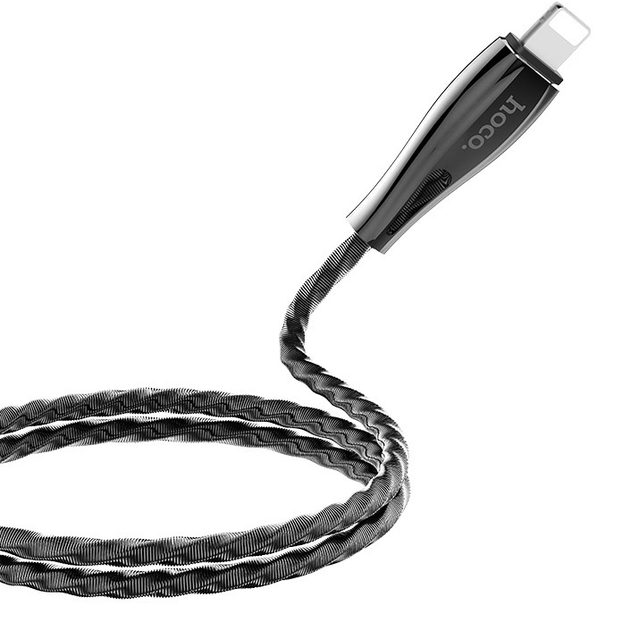 фото Кабель usb 2.0 a (m) - lightning (m) 1.2м hoco u56 metal armor - metal gray