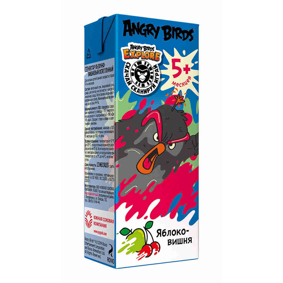 

Нектар Angry Birds яблоко-вишня с мякотью с 5 месяцев 0,2 л
