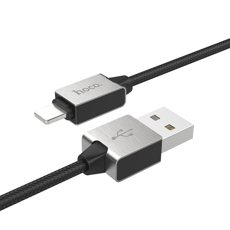 фото Кабель usb 2.0 a (m) - lightning (m) 1.2м hoco u49 refined steel - черный