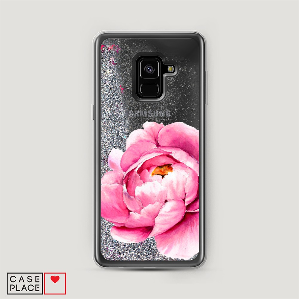 

Жидкий чехол с блестками "Прекрасный пион" на Samsung Galaxy A8 2018, 25491-1