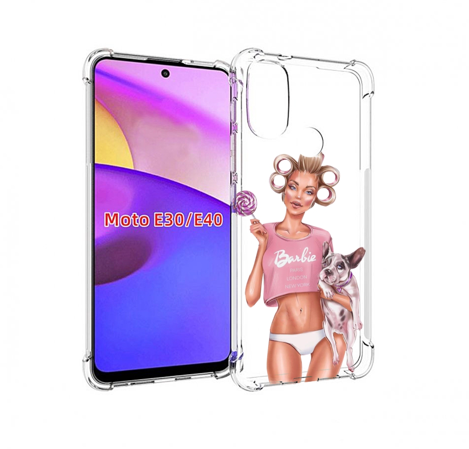

Чехол бампер MyPads Барби-с-собачкой женский для Motorola Moto E, Прозрачный, Tocco