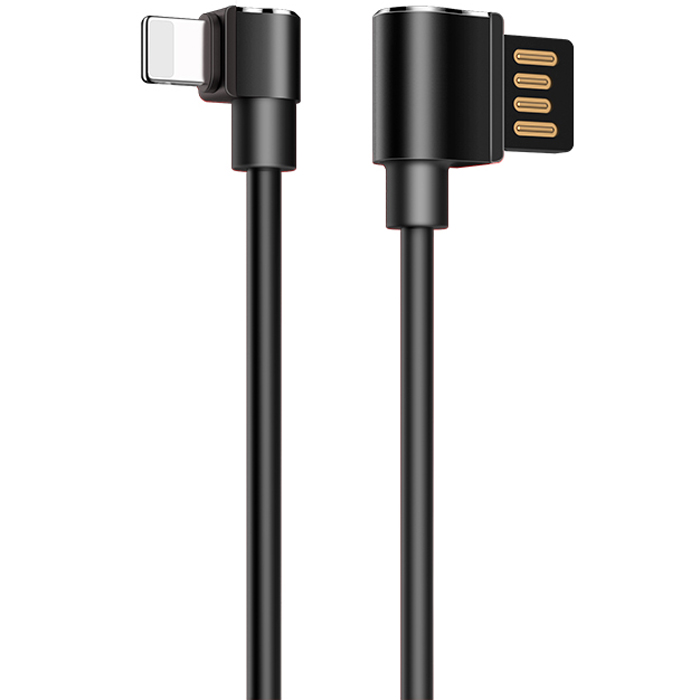 фото Кабель usb 2.0 a (m) - lightning (m) 1.2м угловой hoco u37 long roam - черный