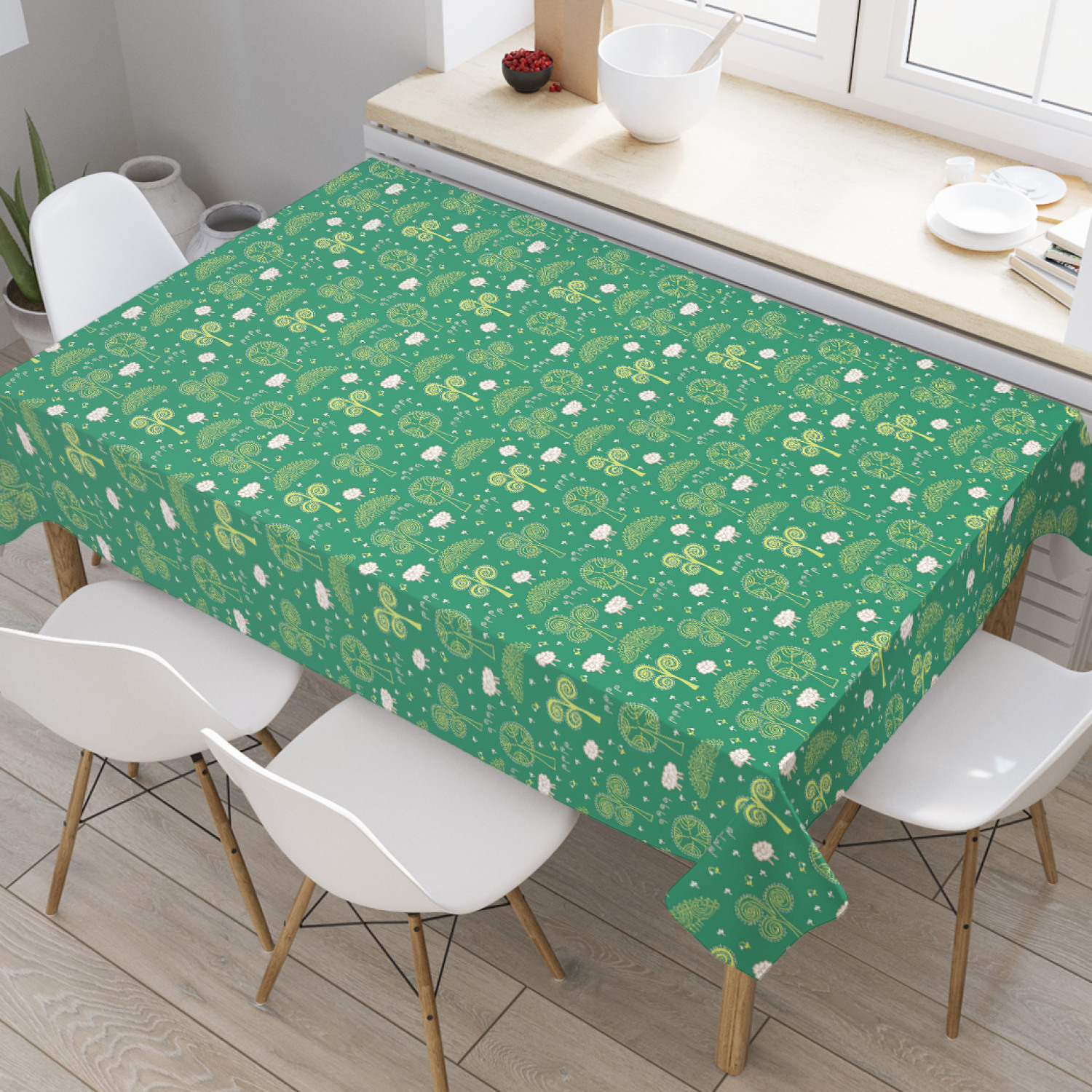 

Скатерть прямоугольная JoyArty "абстракция зелени" из оксфорда, 120x145 см, Зеленый, абстракция зелени