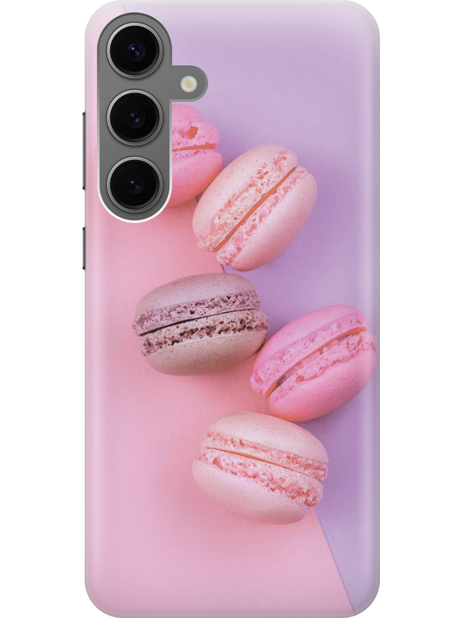 

Силиконовый чехол на Samsung Galaxy S24+ с рисунком "Розовые макаруны", Розовый;фиолетовый, 20011905