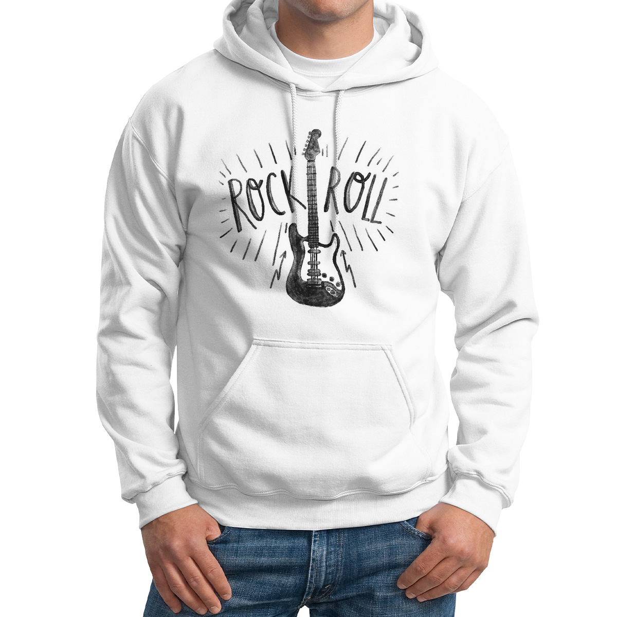 

Худи унисекс CoolPodarok Rock and roll Рок энд Ролл белое 54 RU, 54M04198