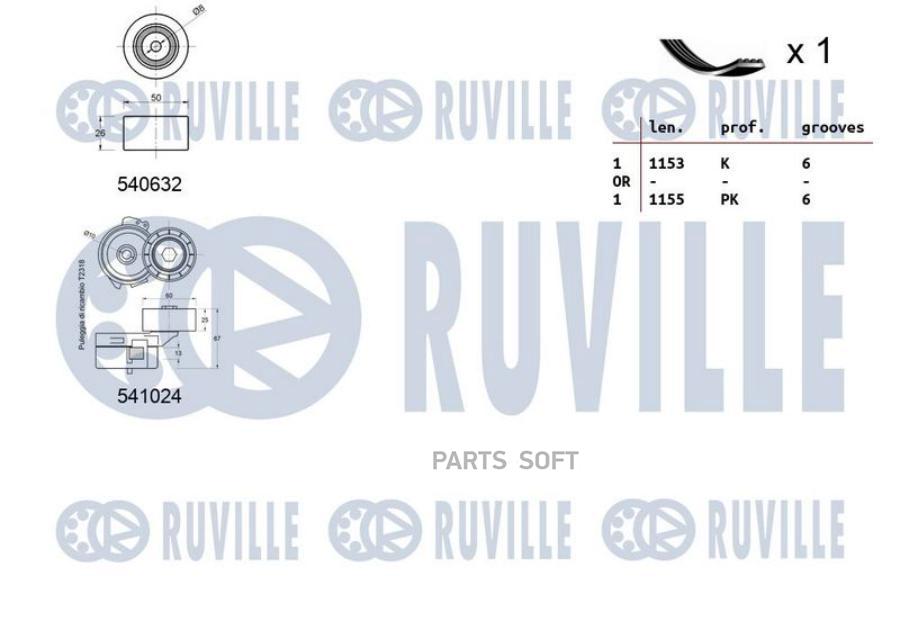 

Комплект Поликлинового Ремня Peugeot: 307 Ruville арт. 570188