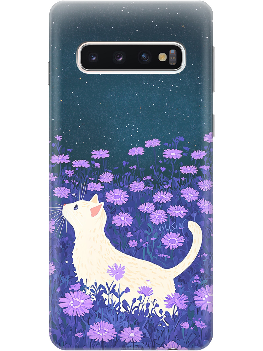 

Силиконовый чехол на Samsung Galaxy S10 с принтом матовый черный 856993, Черный;белый;фиолетовый, 720461312